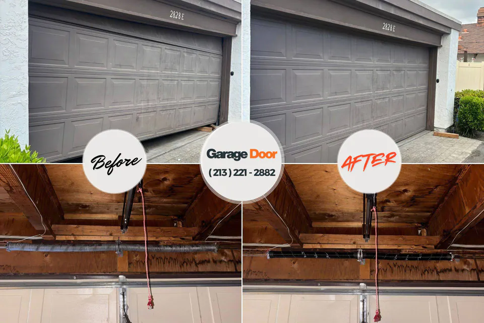 Before and after: garage door opener repair Ralls, TX